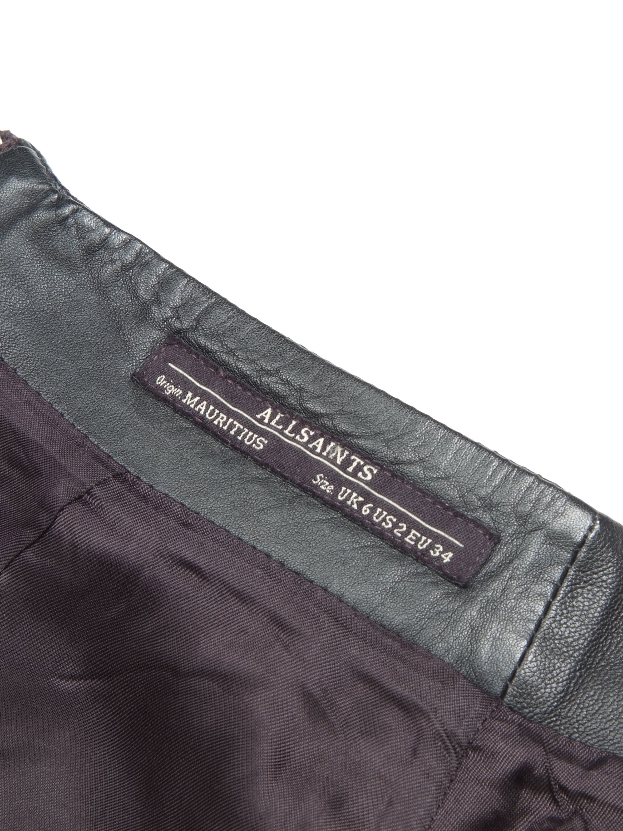 Allsaints AllSaints Sens Leather Full Zip Mini Skirt Black US2/XS Size 26" / US 2 / IT 38 - 5 Thumbnail