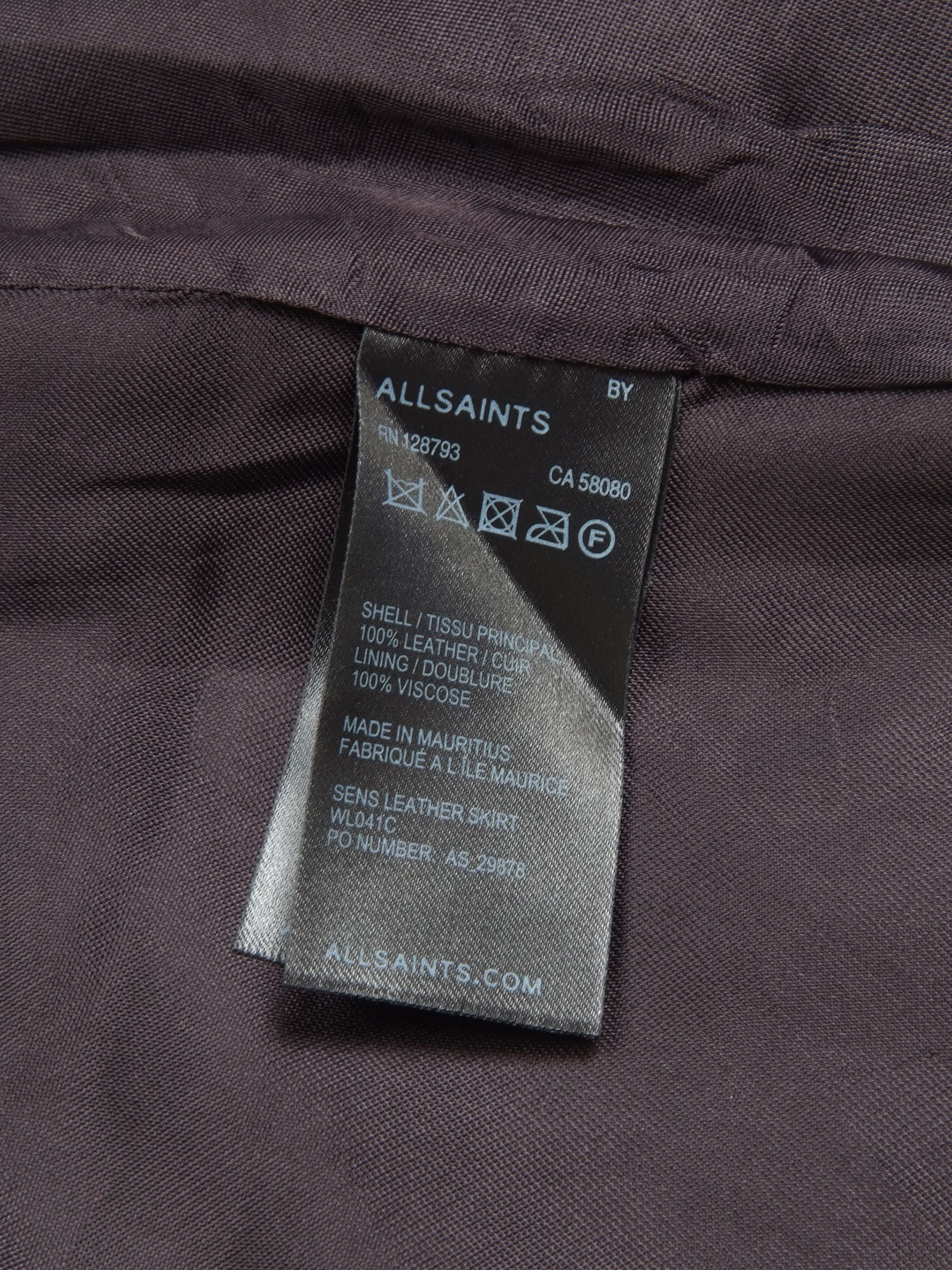 Allsaints AllSaints Sens Leather Full Zip Mini Skirt Black US2/XS Size 26" / US 2 / IT 38 - 7 Thumbnail