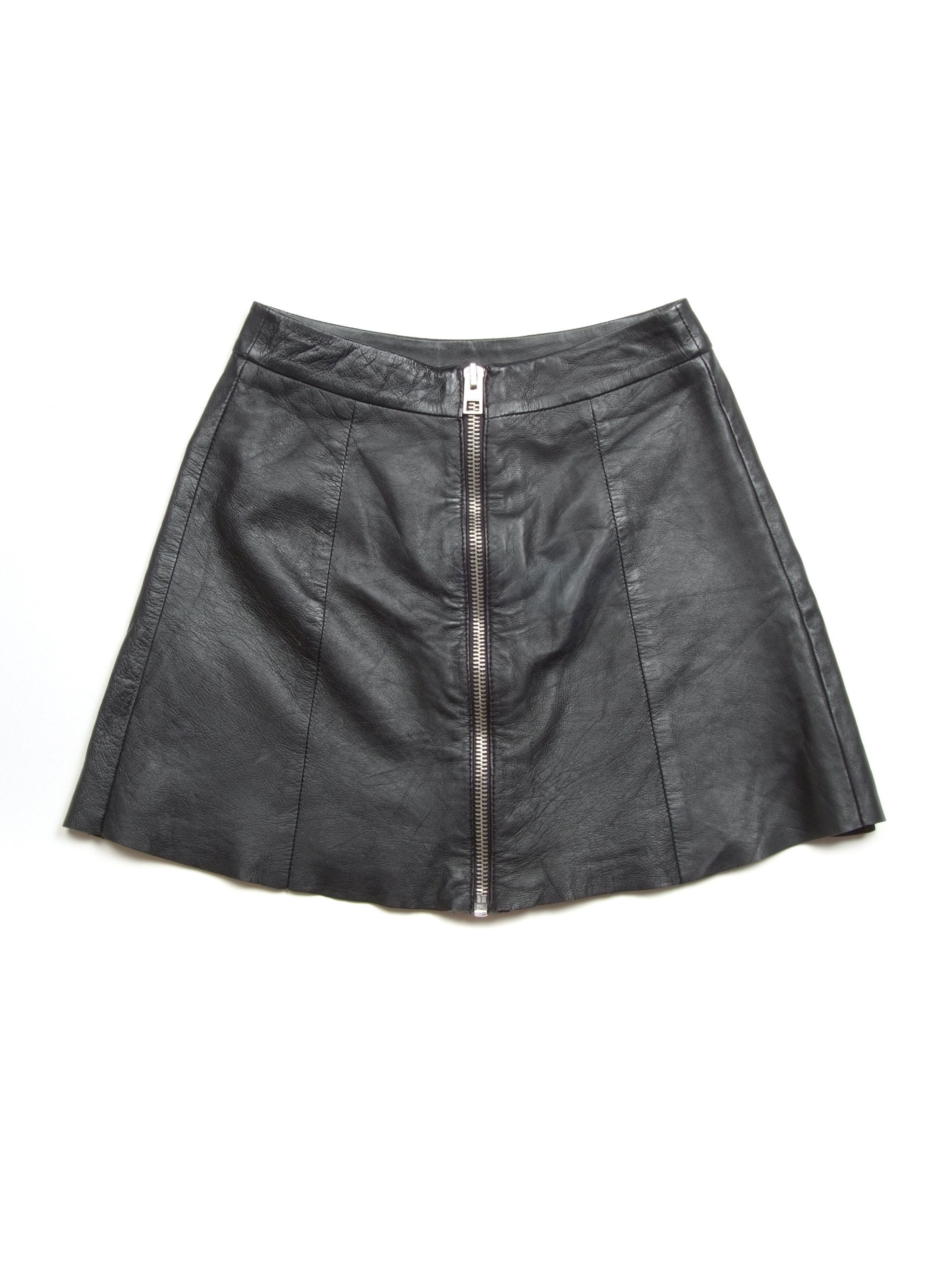Allsaints AllSaints Sens Leather Full Zip Mini Skirt Black US2/XS Size 26" / US 2 / IT 38 - 2 Thumbnail