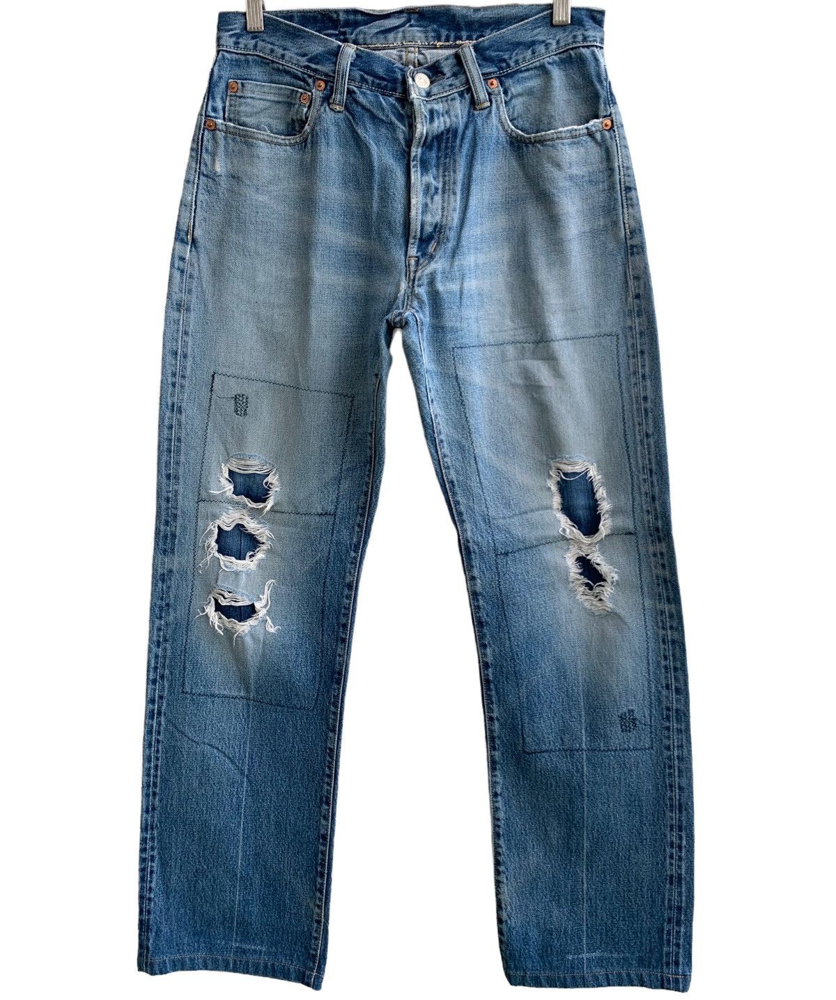Blue Blue Japan Vintage Distressed Blue Blue Japan Jeans Size US 30 / EU 46 - 2 Thumbnail