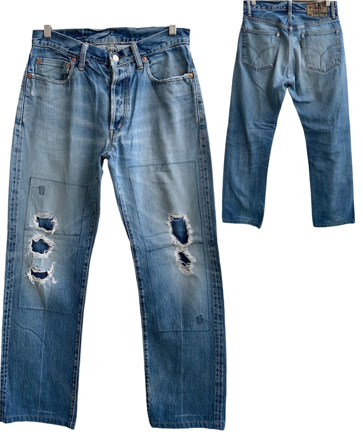 Blue Blue Japan Vintage Distressed Blue Blue Japan Jeans Size US 30 / EU 46 - 1 Thumbnail