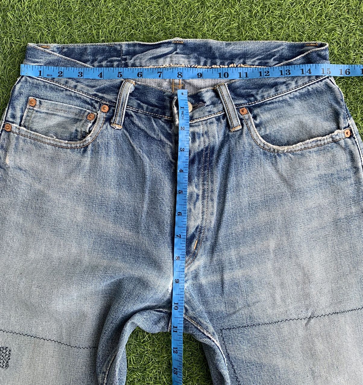 Blue Blue Japan Vintage Distressed Blue Blue Japan Jeans Size US 30 / EU 46 - 13 Thumbnail