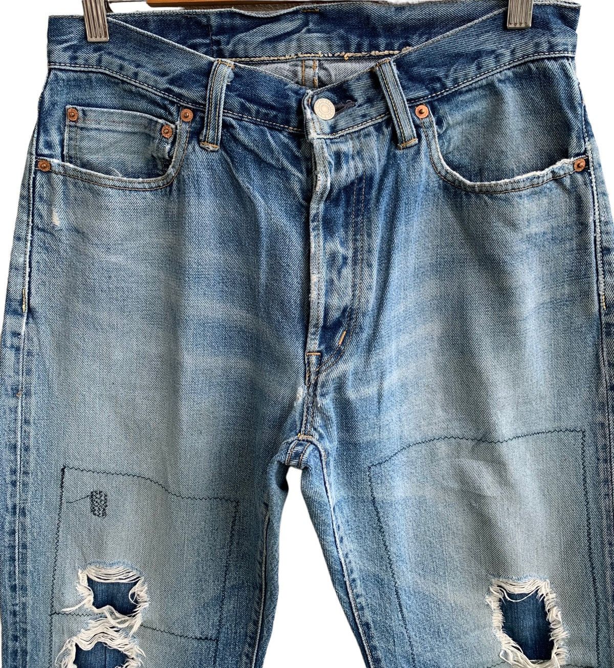 Blue Blue Japan Vintage Distressed Blue Blue Japan Jeans Size US 30 / EU 46 - 4 Thumbnail