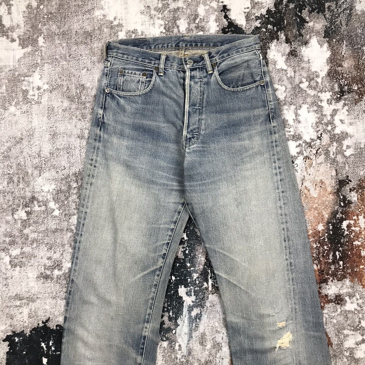 Denime Vintage Denime Japan Light Wash Selvedge Distressed Jeans Size US 29 - 2 Thumbnail