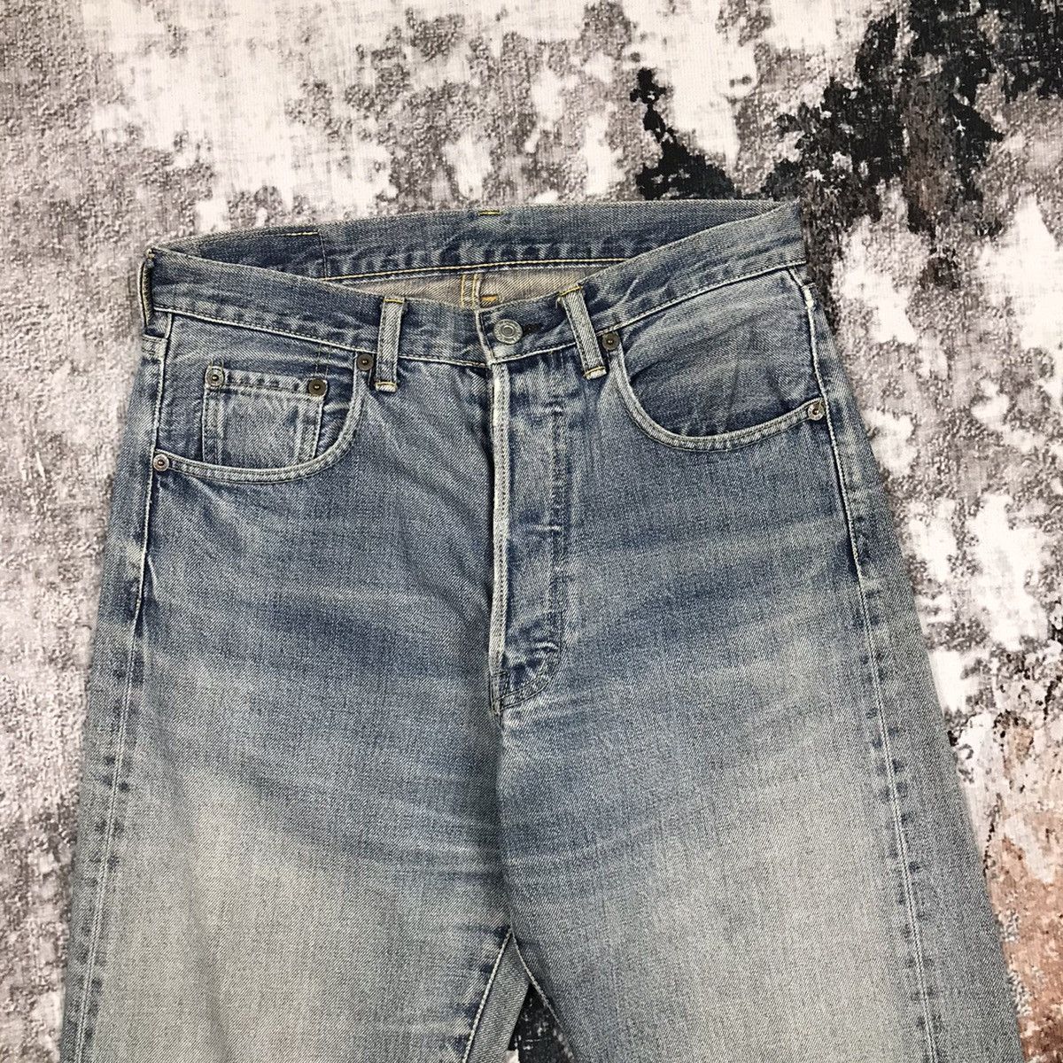 Denime Vintage Denime Japan Light Wash Selvedge Distressed Jeans Size US 29 - 3 Thumbnail