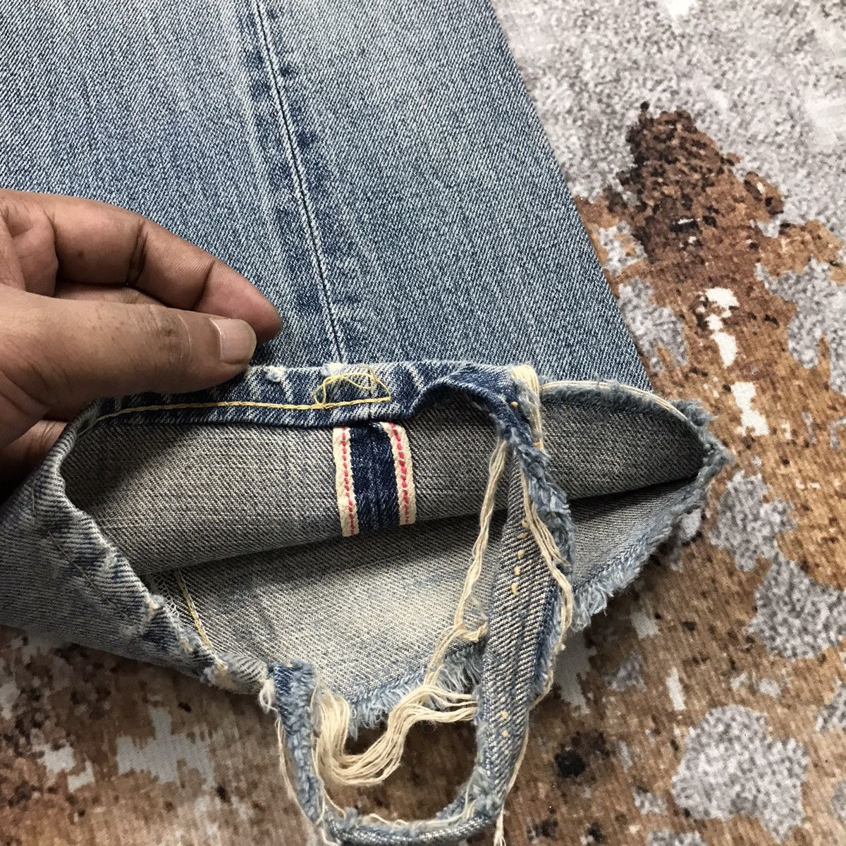 Denime Vintage Denime Japan Light Wash Selvedge Distressed Jeans Size US 29 - 10 Thumbnail