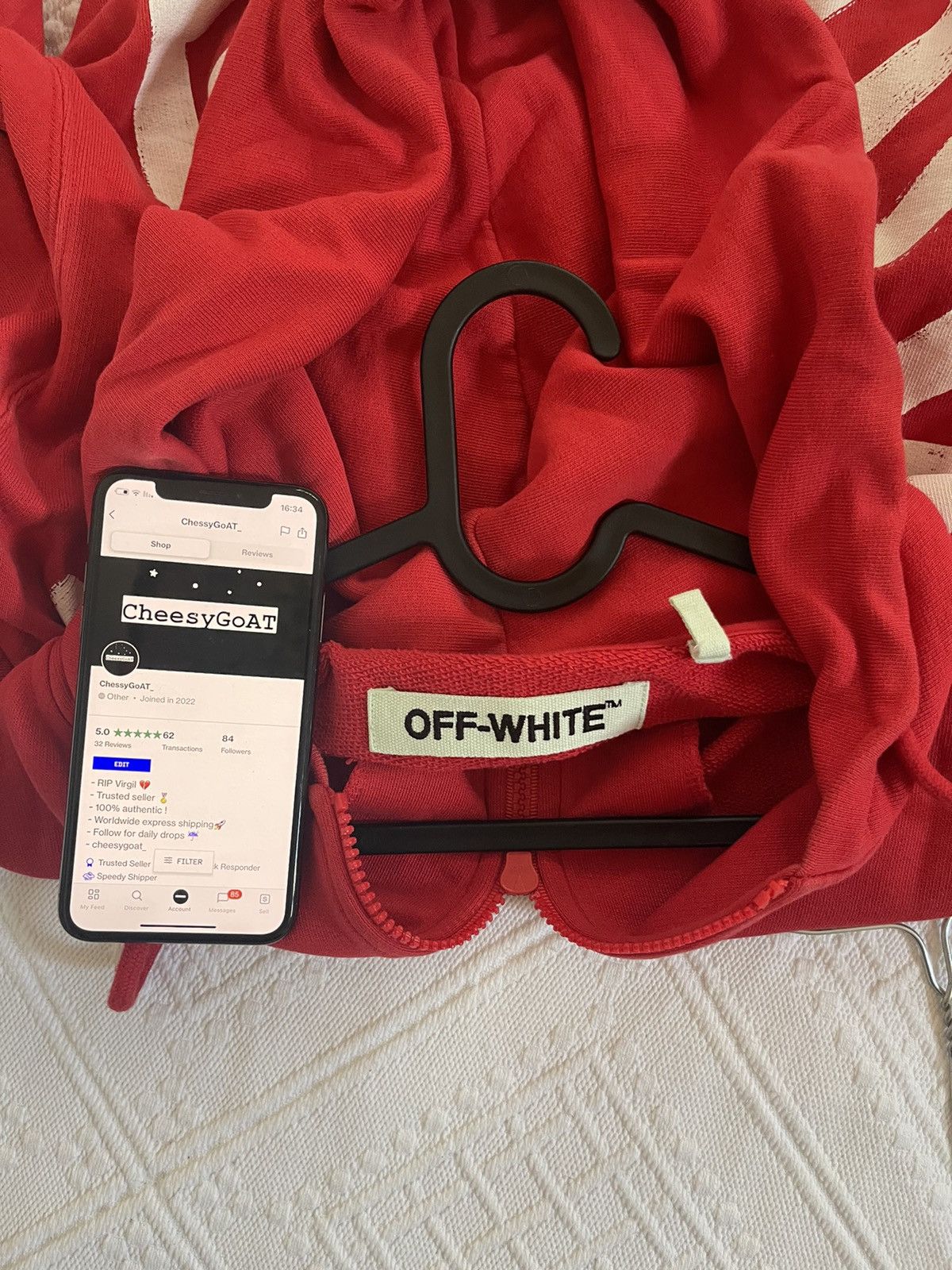 Off-White Off white red brushed zip up sweatshirt Size US M / EU 48-50 / 2 - 8 Thumbnail