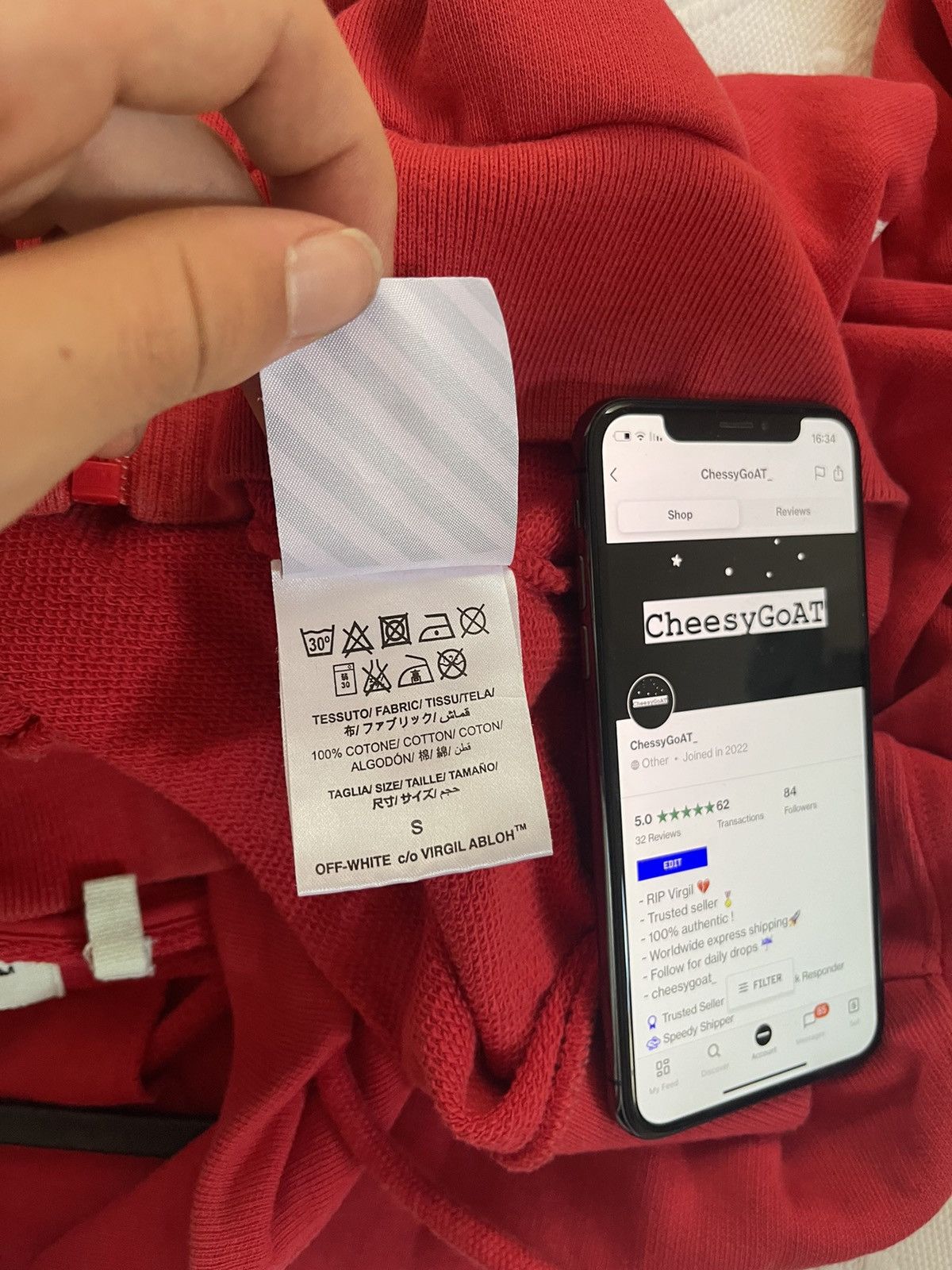 Off-White Off white red brushed zip up sweatshirt Size US M / EU 48-50 / 2 - 11 Thumbnail