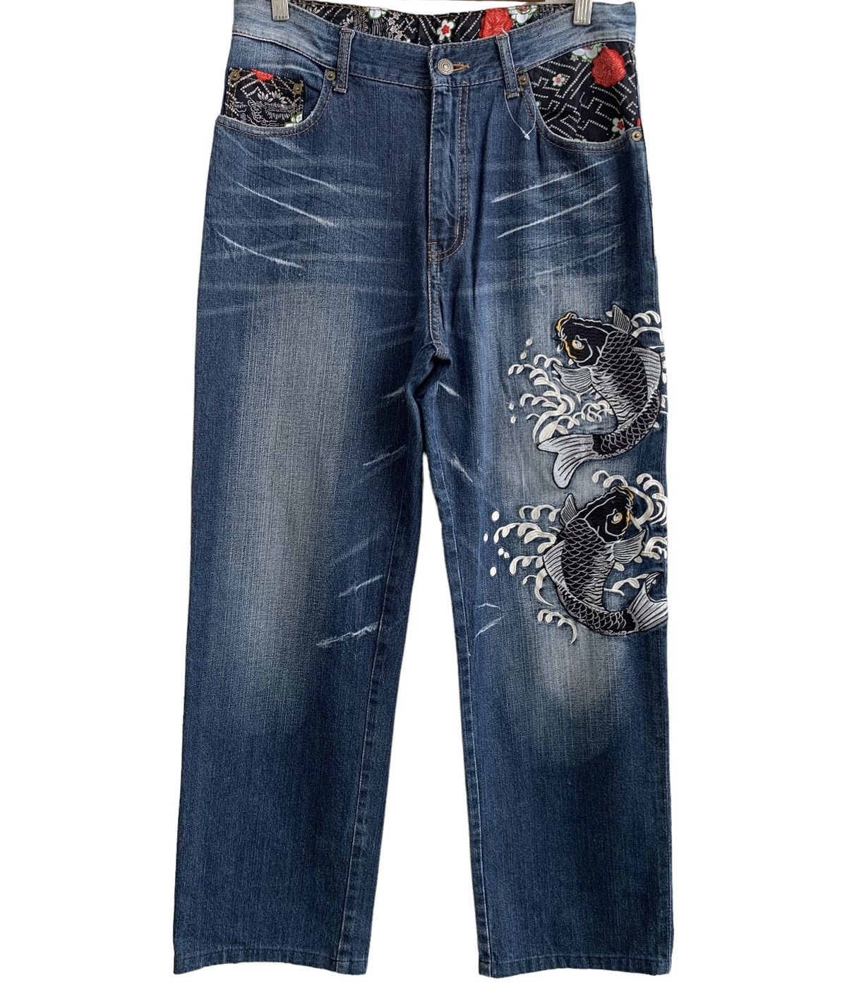 Japanese Brand Japanese Brand Dominate Embroidery Fish Koi Denim Size US 32 / EU 48 - 2 Thumbnail