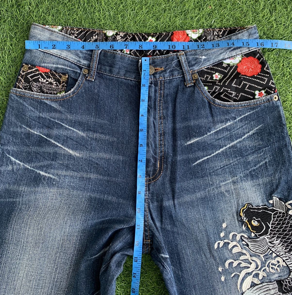 Japanese Brand Japanese Brand Dominate Embroidery Fish Koi Denim Size US 32 / EU 48 - 14 Thumbnail