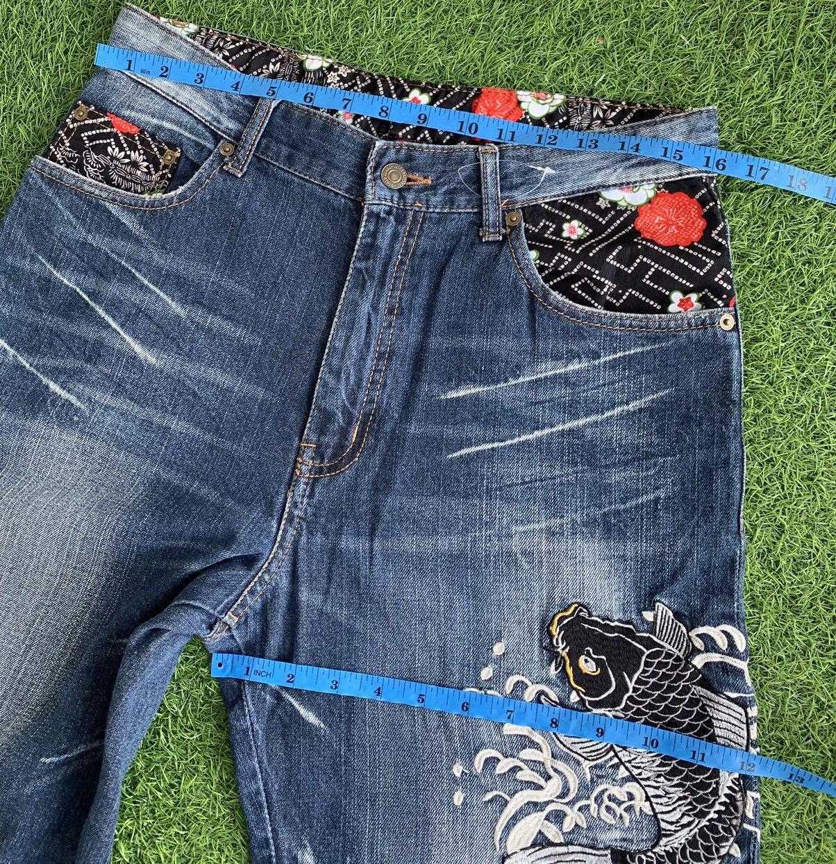 Japanese Brand Japanese Brand Dominate Embroidery Fish Koi Denim Size US 32 / EU 48 - 13 Thumbnail
