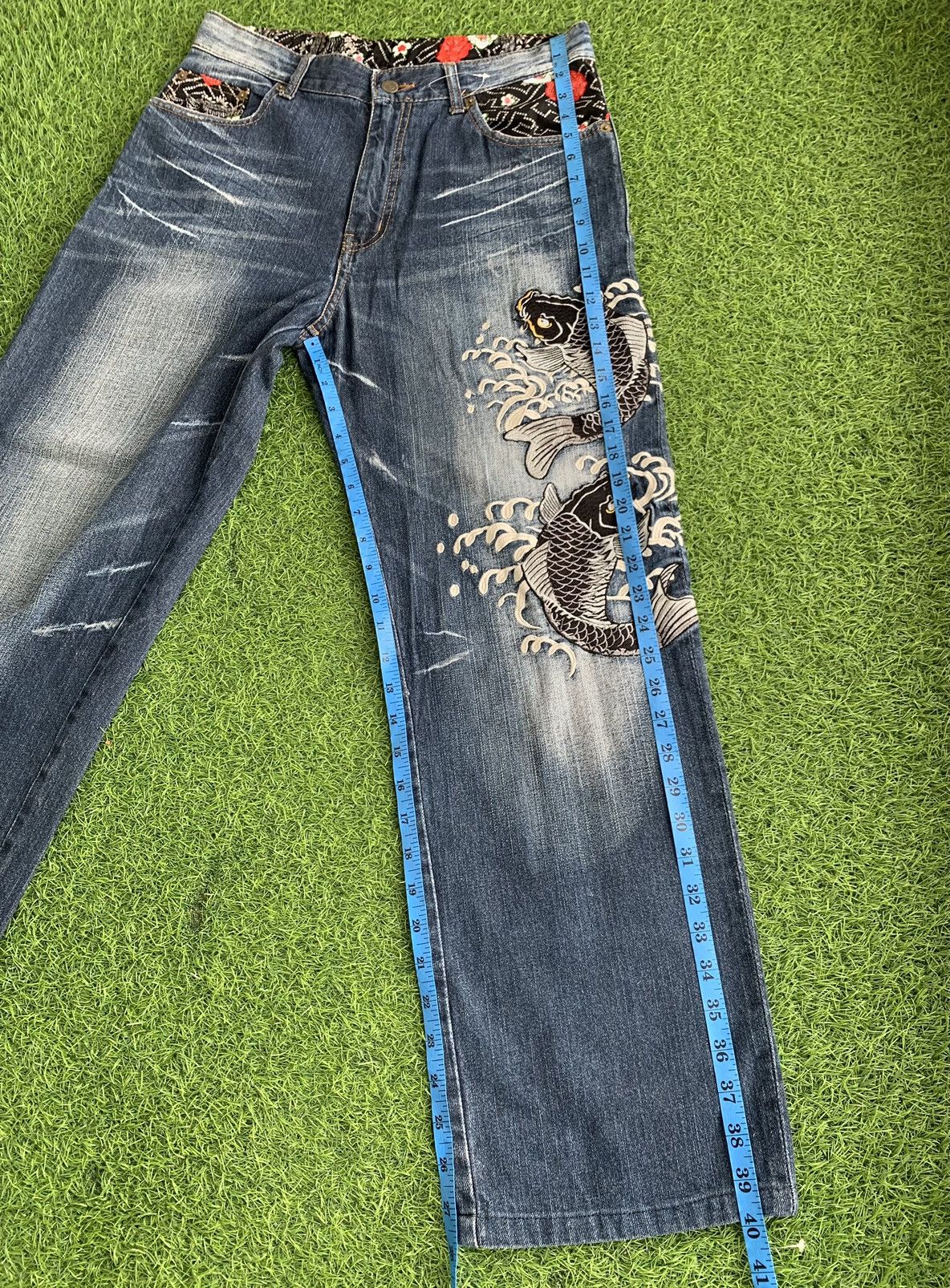Japanese Brand Japanese Brand Dominate Embroidery Fish Koi Denim Size US 32 / EU 48 - 17 Thumbnail