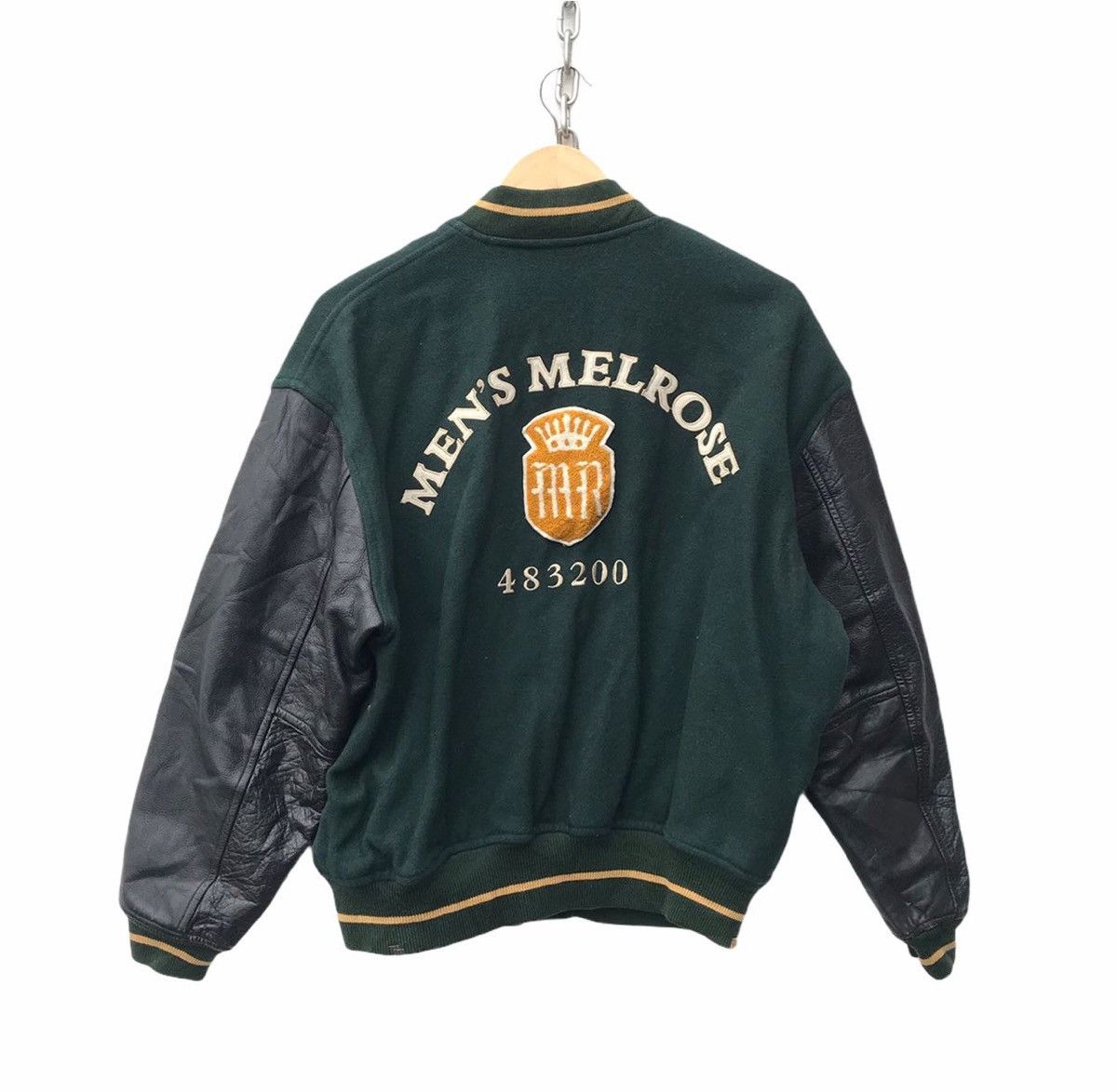 image of Men’S Melrose Varsity Jacket Streetwear Fashion Jacket in Green, Men's (Size Medium)