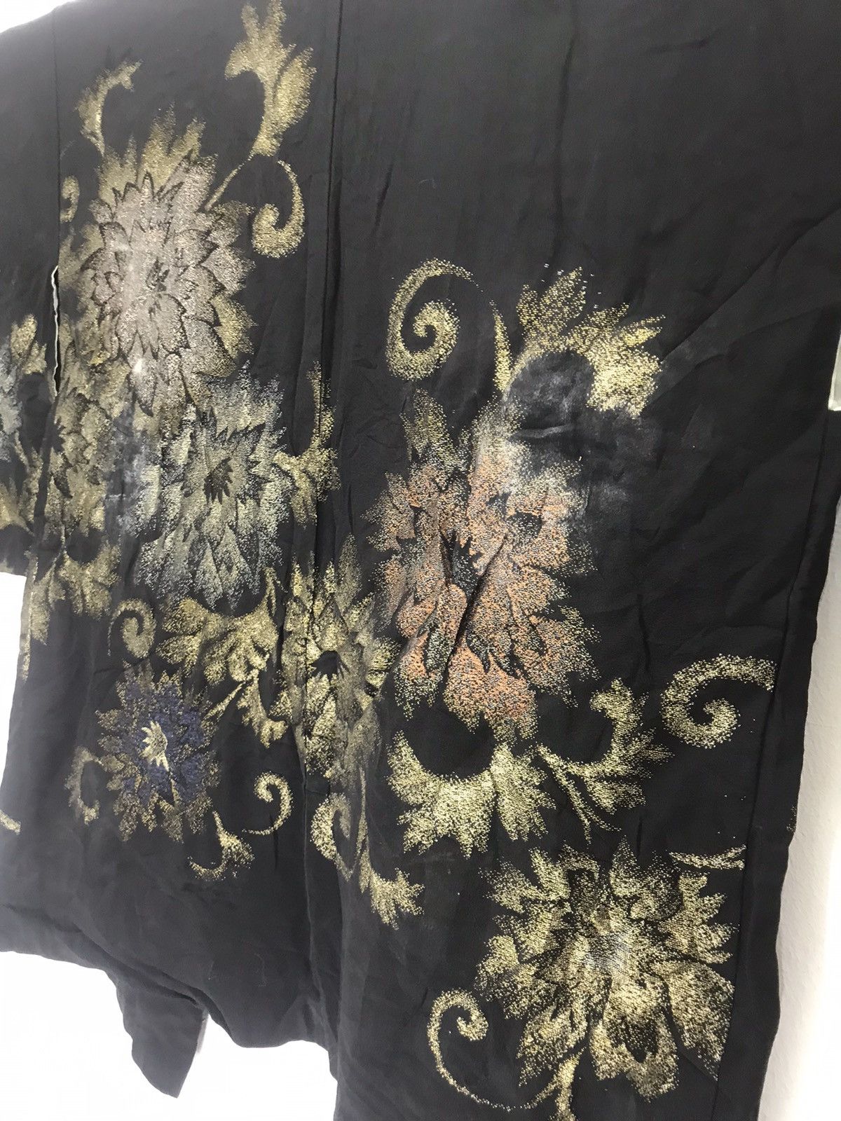 Japanese Brand Japan black kimono haori embroidery metallic gold thread art Size US L / EU 52-54 / 3 - 4 Thumbnail