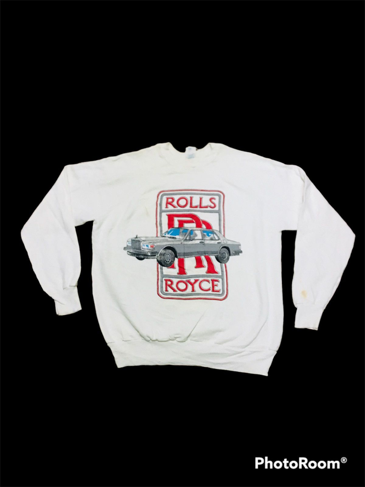 image of Art x Vintage Rolls Royce Sweatshirt Size XL in White, Men's