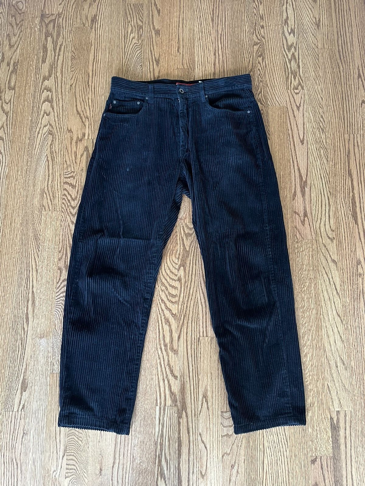 Corduroy 5 Pocket Black Whale Cord Skate Loose Baggy 00s y2k