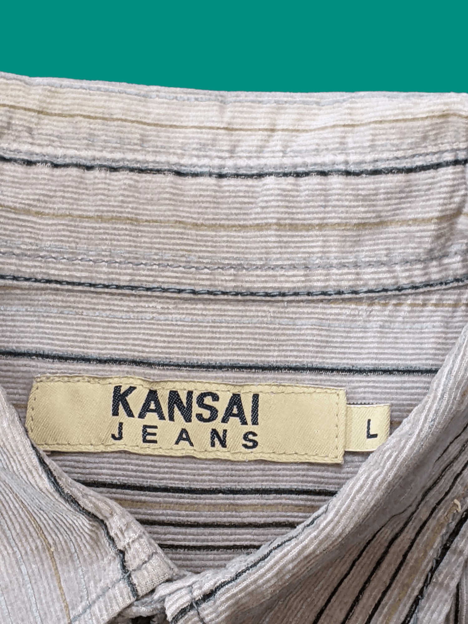 Japanese Brand × Kansai Yamamoto × Vintage Vintage Kansai Jeans Striped Long Sleeve Shirt Size US L / EU 52-54 / 3 - 6 Thumbnail