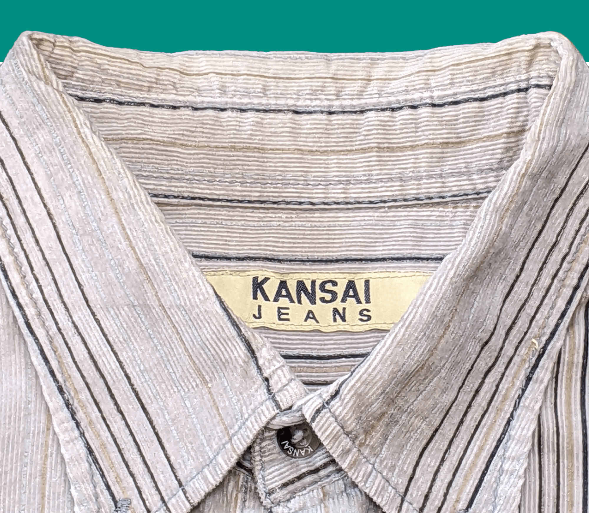 Japanese Brand × Kansai Yamamoto × Vintage Vintage Kansai Jeans Striped Long Sleeve Shirt Size US L / EU 52-54 / 3 - 5 Thumbnail