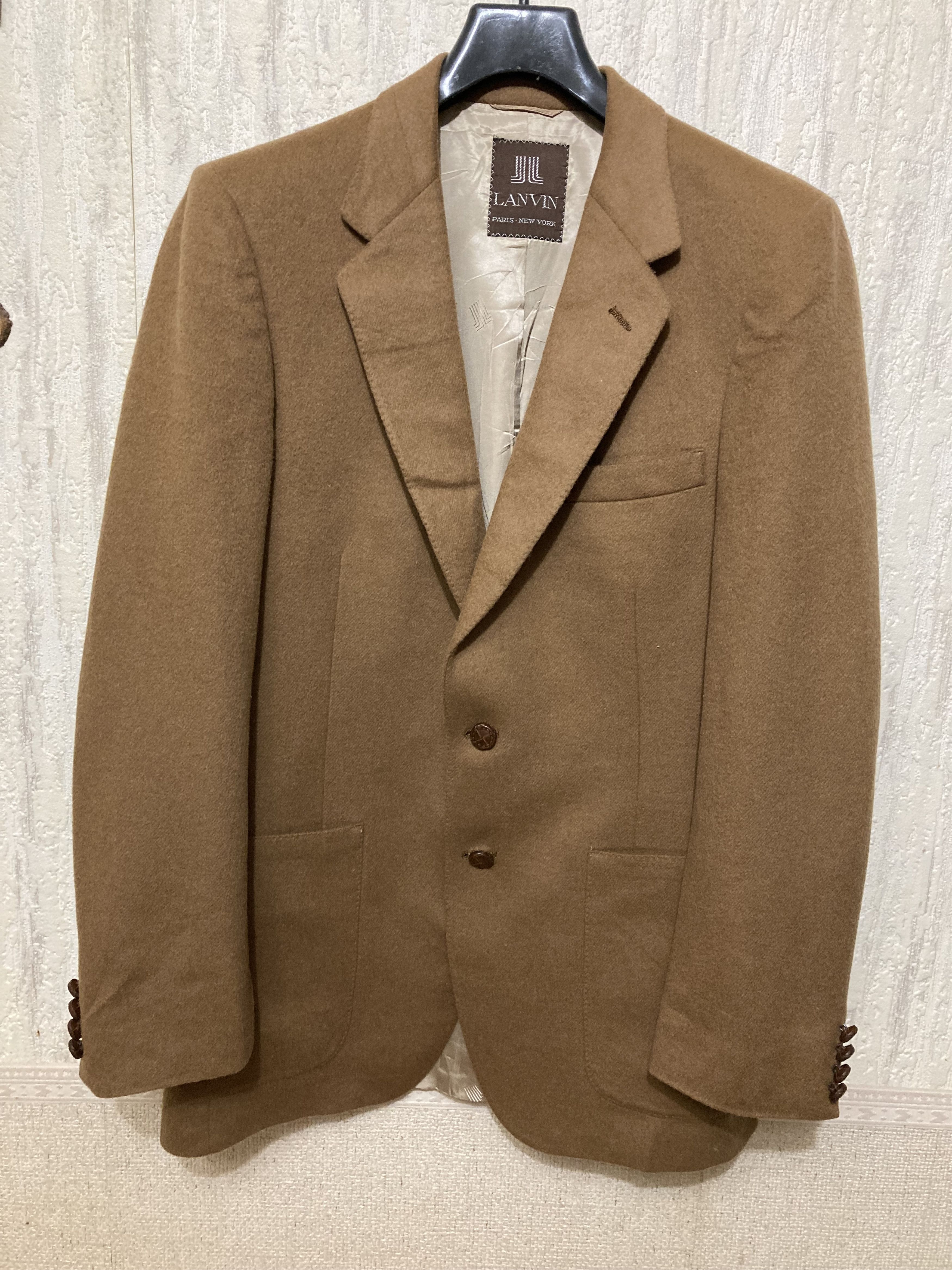 Lanvin × Vintage VTG 80s Lanvin Paris Scotland Camel Hair Blazer Jacket Size US M / EU 48-50 / 2 - 1 Thumbnail