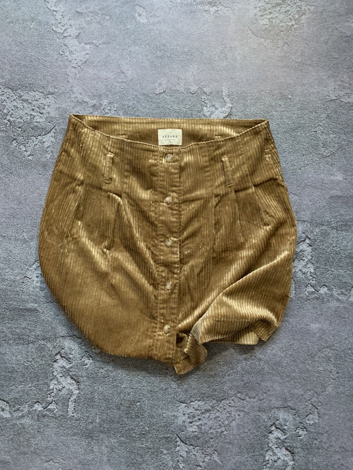 Designer × Sezane Sezane 40size corduroy velvet mini midi skirt button up Size 27" / US 4 / IT 40 - 2 Thumbnail
