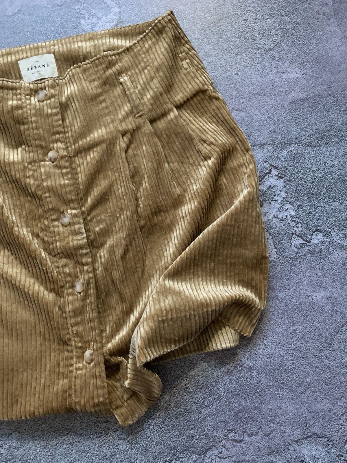 Designer × Sezane Sezane 40size corduroy velvet mini midi skirt button up Size 27" / US 4 / IT 40 - 4 Thumbnail