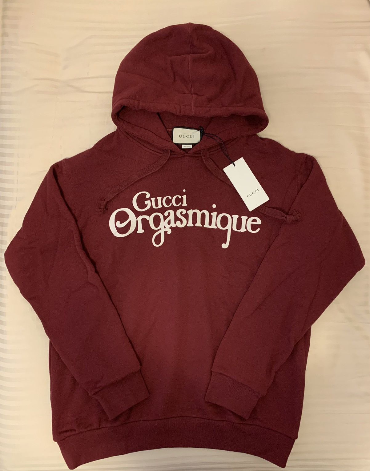 image of Gucci Orgasmique Hoodie in Burgundy, Men's (Size Medium)
