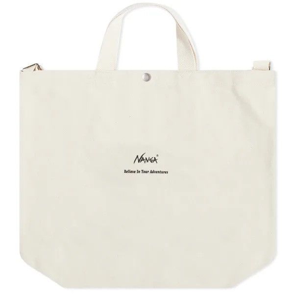 Japanese Brand NANGA believe in your adventures 2 way canvas logo tote bag Size ONE SIZE - 11 Thumbnail