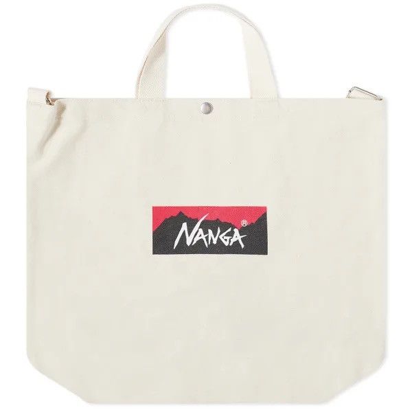 Japanese Brand NANGA believe in your adventures 2 way canvas logo tote bag Size ONE SIZE - 10 Thumbnail