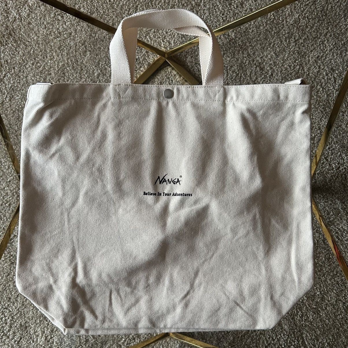 Japanese Brand NANGA believe in your adventures 2 way canvas logo tote bag Size ONE SIZE - 7 Thumbnail