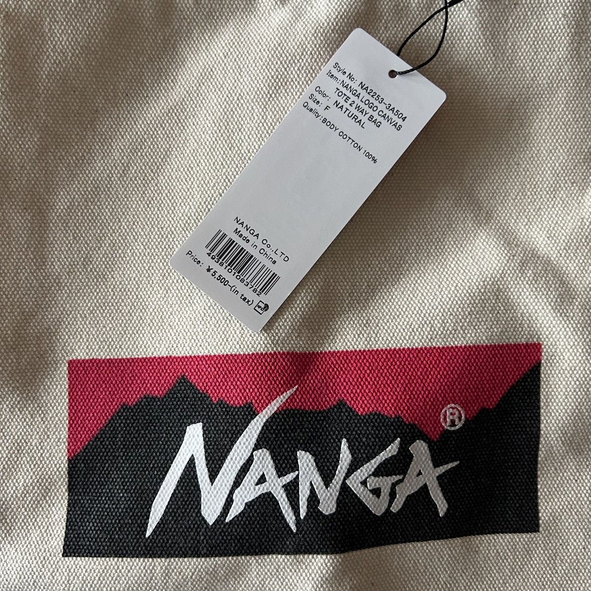 Japanese Brand NANGA believe in your adventures 2 way canvas logo tote bag Size ONE SIZE - 2 Thumbnail