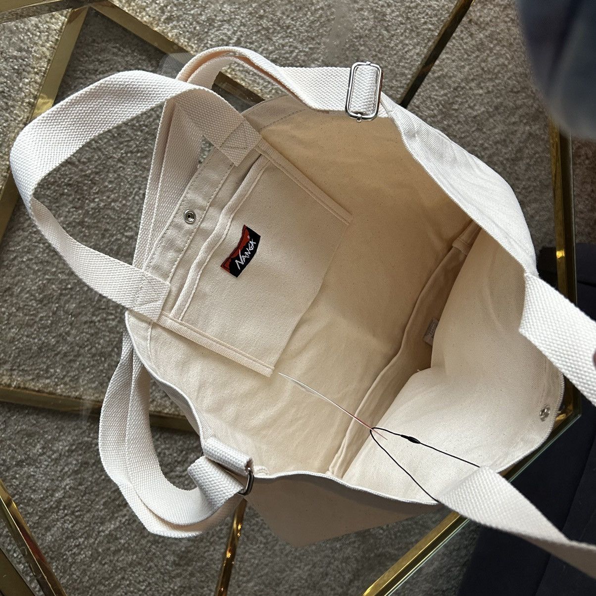 Japanese Brand NANGA believe in your adventures 2 way canvas logo tote bag Size ONE SIZE - 5 Thumbnail