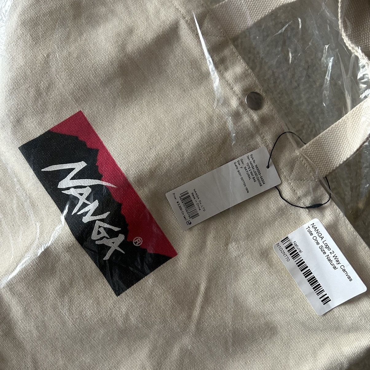 Japanese Brand NANGA believe in your adventures 2 way canvas logo tote bag Size ONE SIZE - 9 Thumbnail