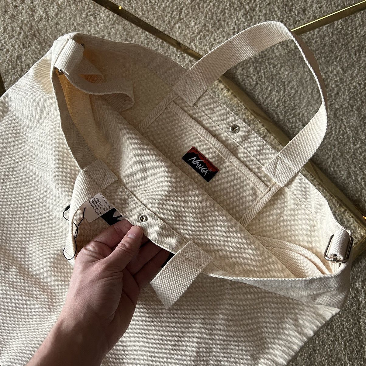 Japanese Brand NANGA believe in your adventures 2 way canvas logo tote bag Size ONE SIZE - 3 Thumbnail