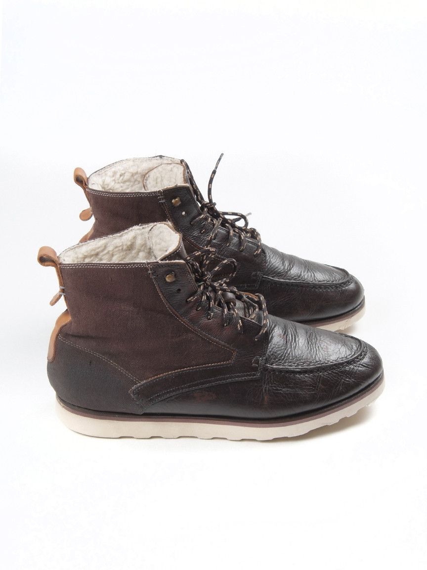 Barbour Ted Baker Leather Waxed Canvas Moc Toe Boots US11 Size US 11 / EU 44 - 2 Thumbnail