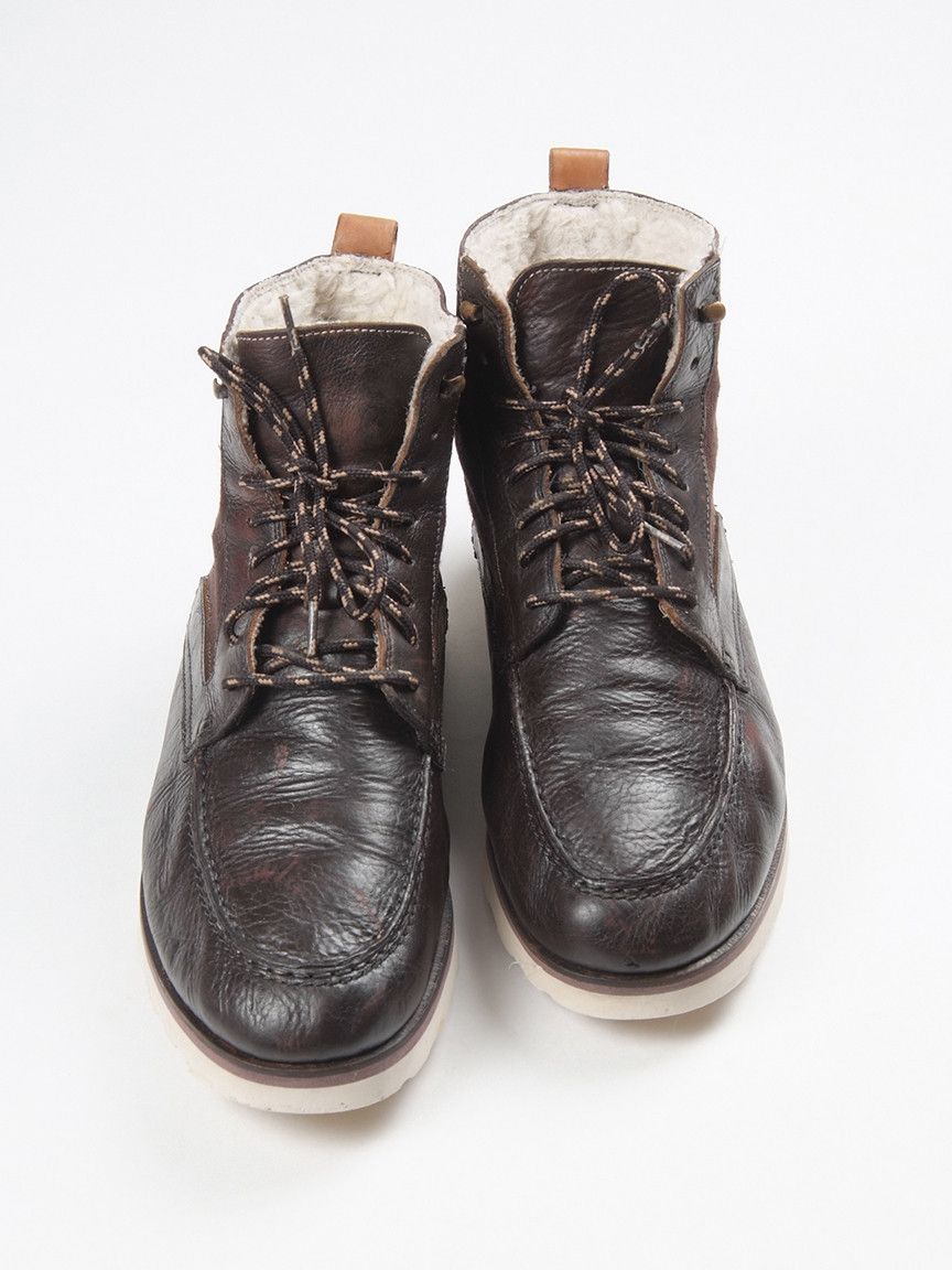 Barbour Ted Baker Leather Waxed Canvas Moc Toe Boots US11 Size US 11 / EU 44 - 4 Thumbnail
