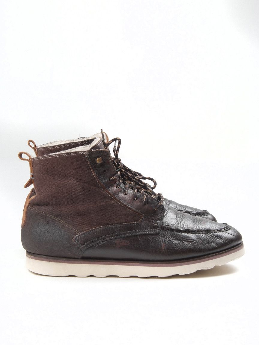 Barbour Ted Baker Leather Waxed Canvas Moc Toe Boots US11 Size US 11 / EU 44 - 1 Thumbnail