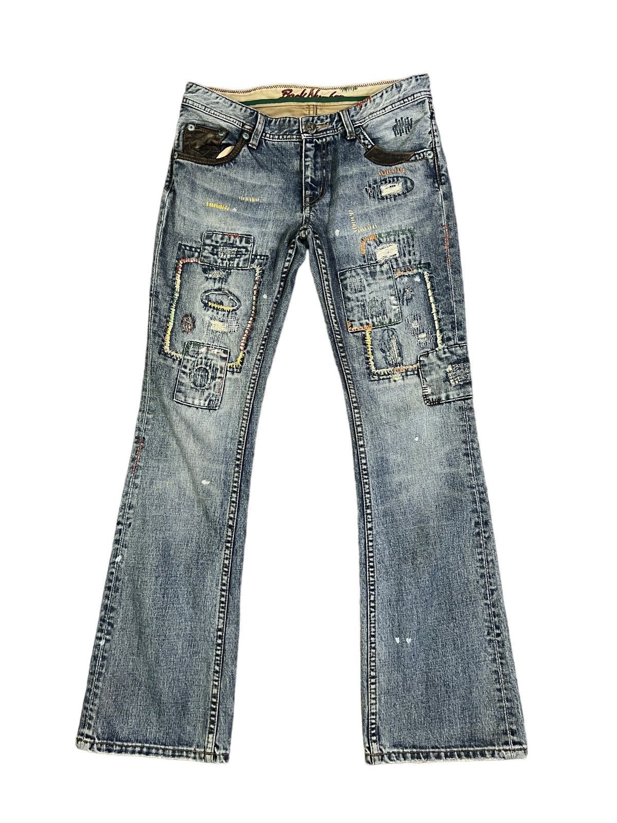 Global Work Patches Distressed Flare Jeans Kapital Style