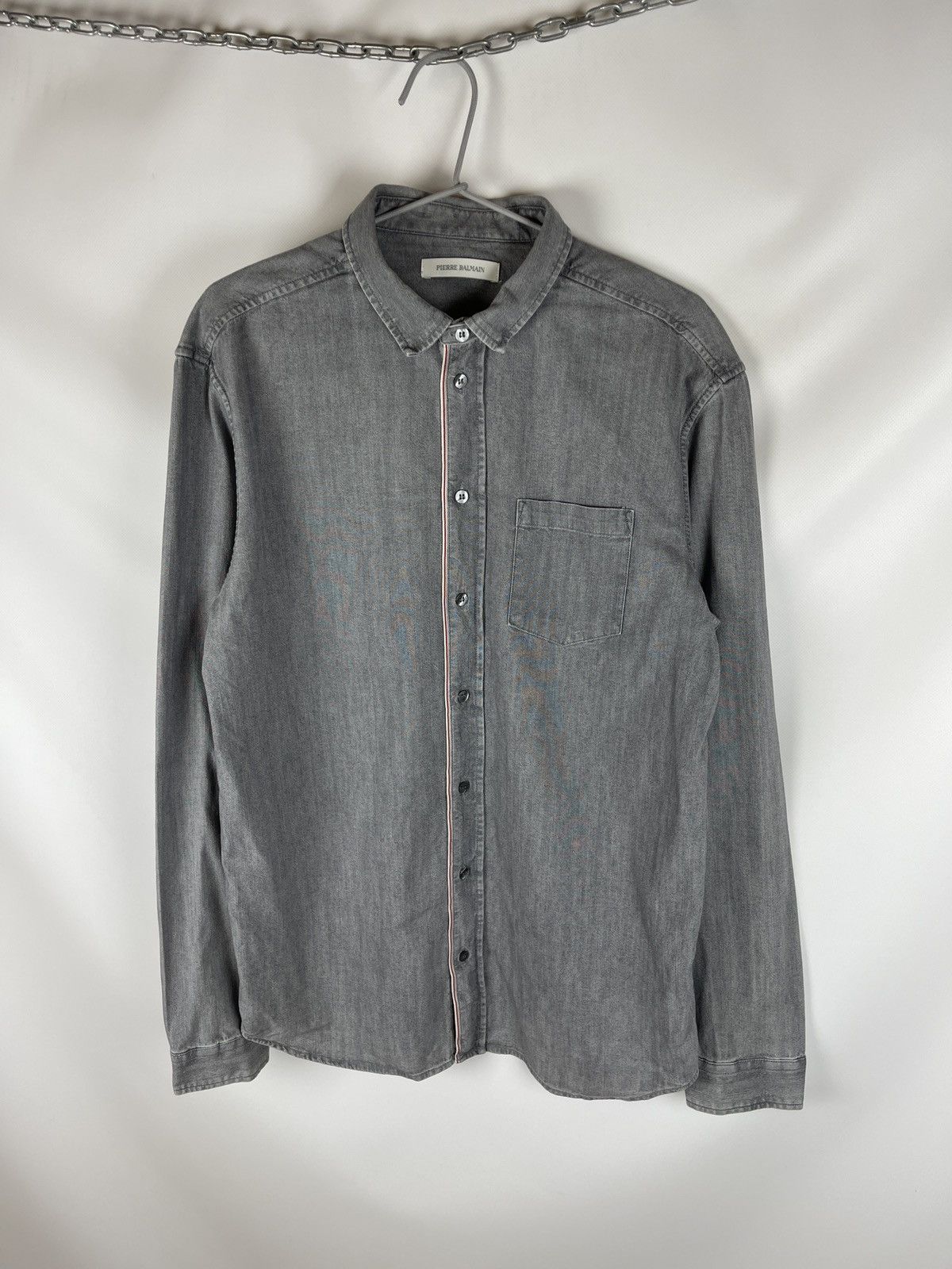 Balmain Pierre Balmain grey selvage denim long sleeve shirt Size US M / EU 48-50 / 2 - 10 Thumbnail