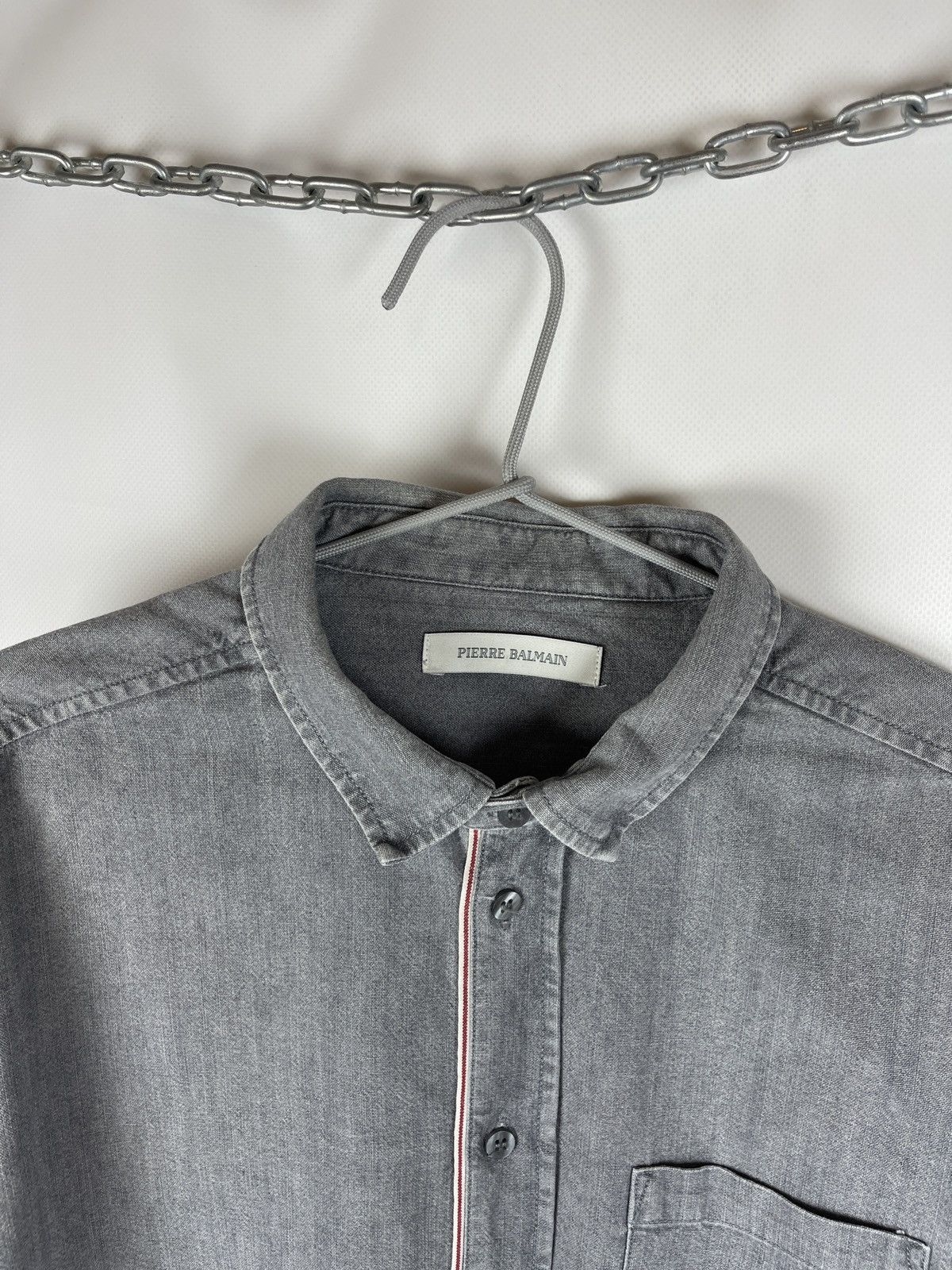 Balmain Pierre Balmain grey selvage denim long sleeve shirt Size US M / EU 48-50 / 2 - 11 Thumbnail