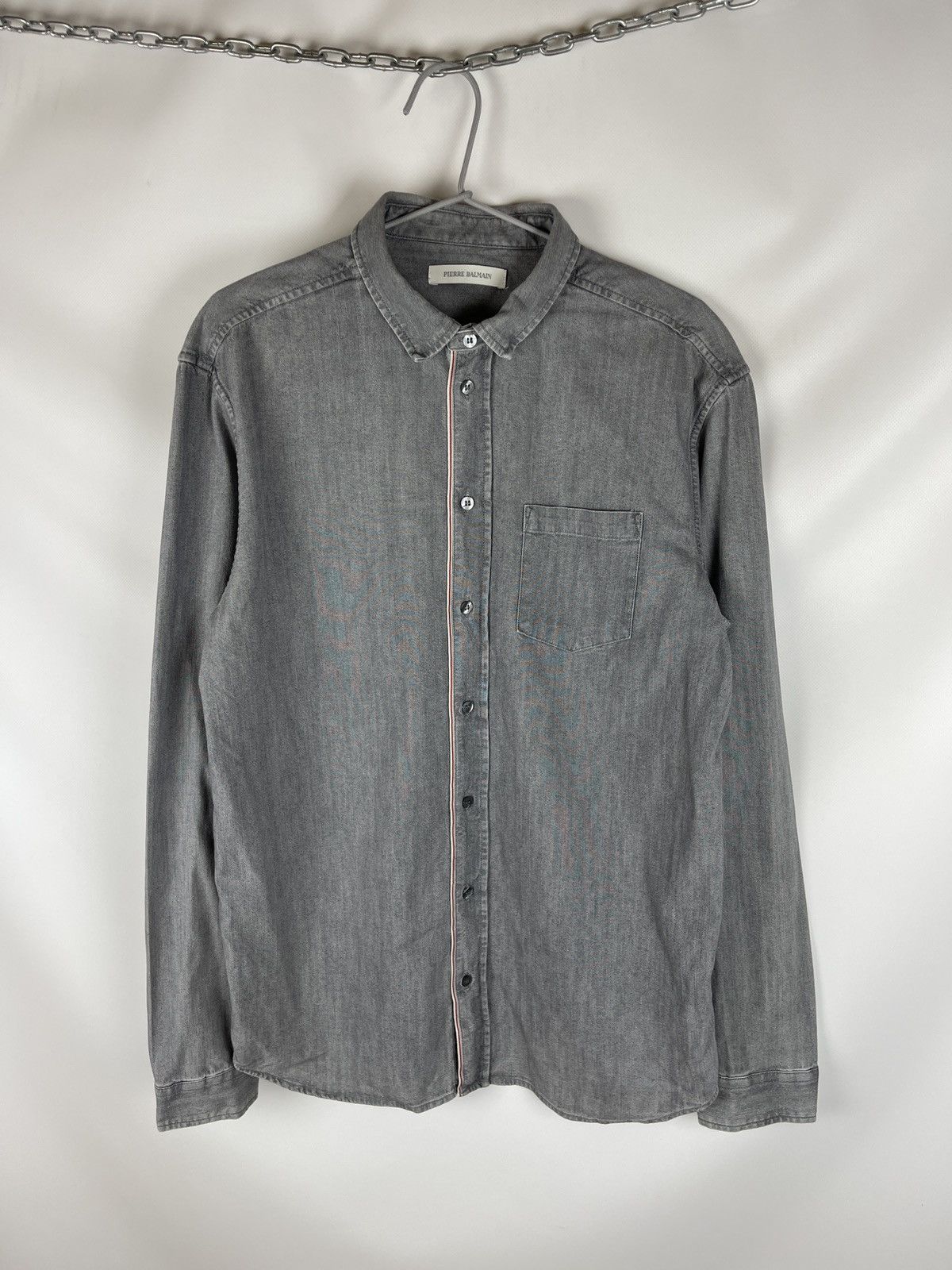 Balmain Pierre Balmain grey selvage denim long sleeve shirt Size US M / EU 48-50 / 2 - 3 Thumbnail