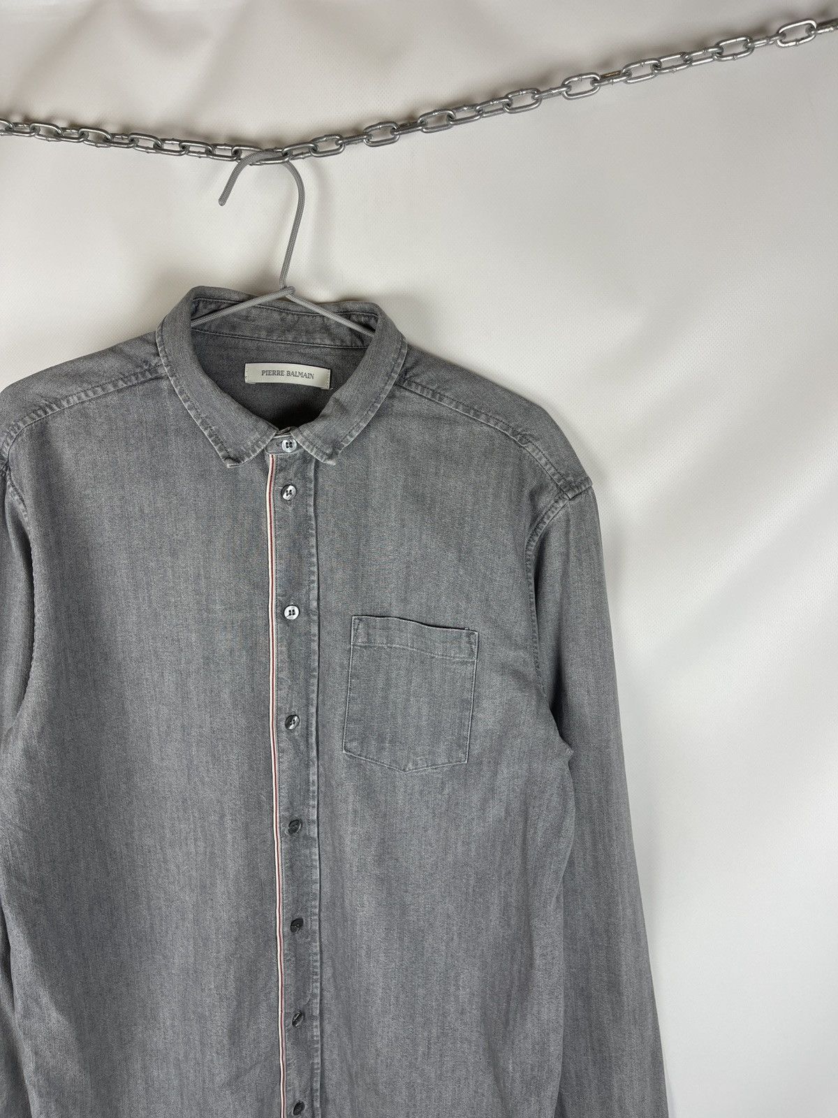 Balmain Pierre Balmain grey selvage denim long sleeve shirt Size US M / EU 48-50 / 2 - 6 Thumbnail