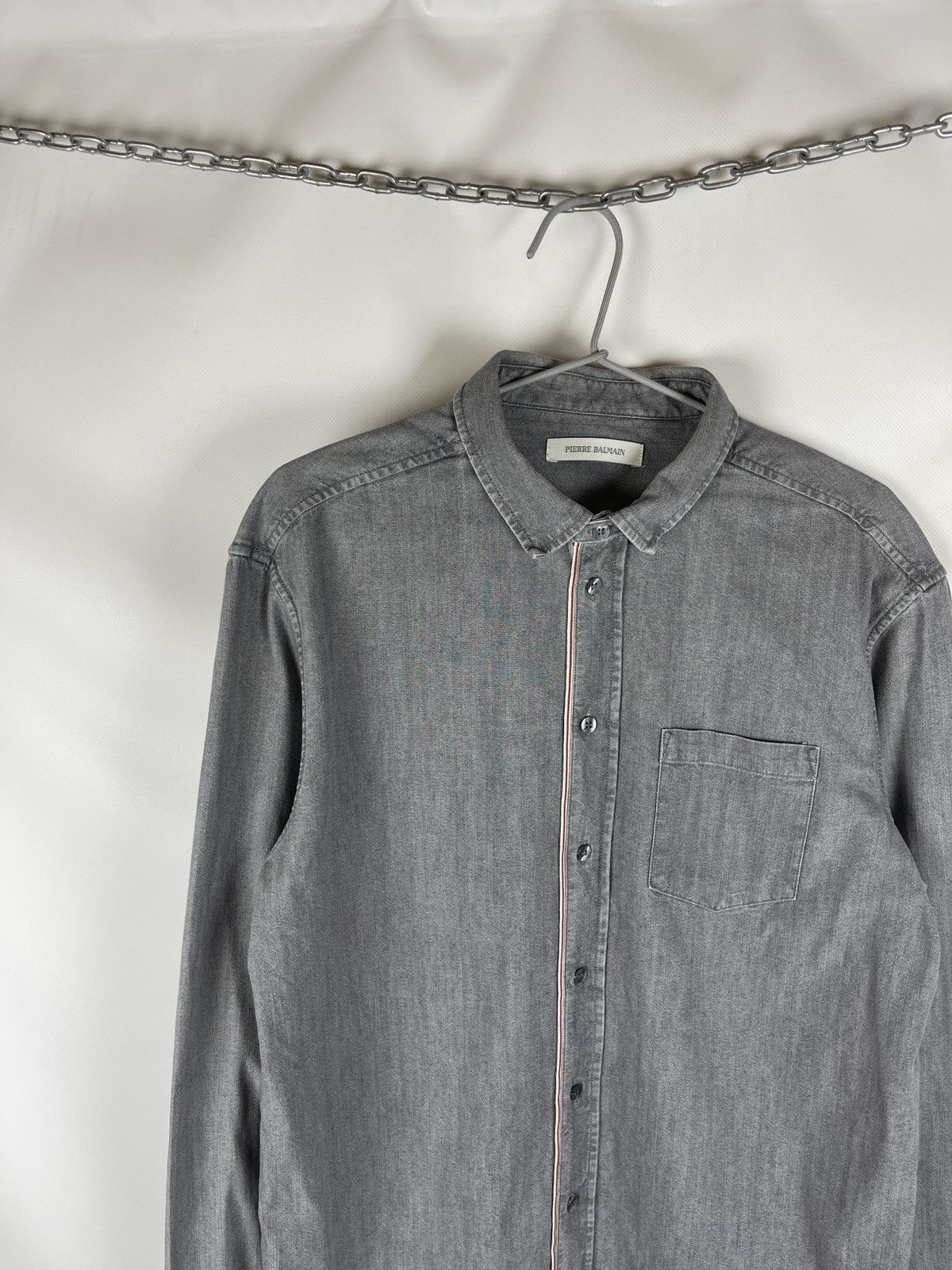 Balmain Pierre Balmain grey selvage denim long sleeve shirt Size US M / EU 48-50 / 2 - 5 Thumbnail