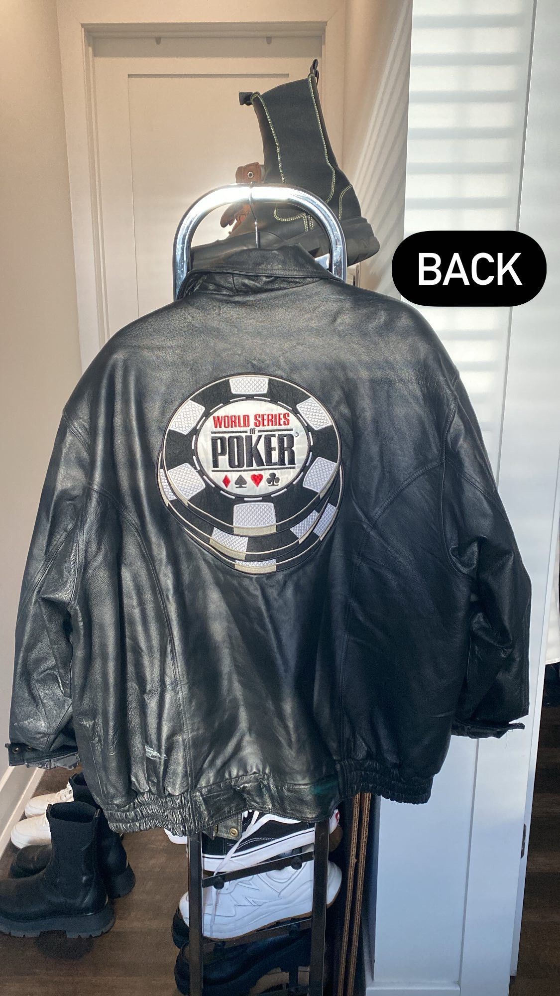 WORLD CHAMPION POKER GENUINE LEATHER BOMBER