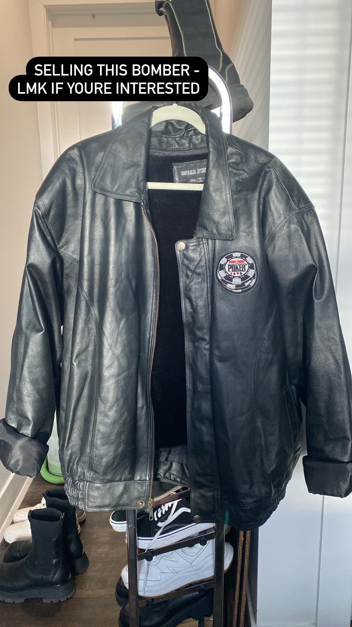 WORLD CHAMPION POKER GENUINE LEATHER BOMBER