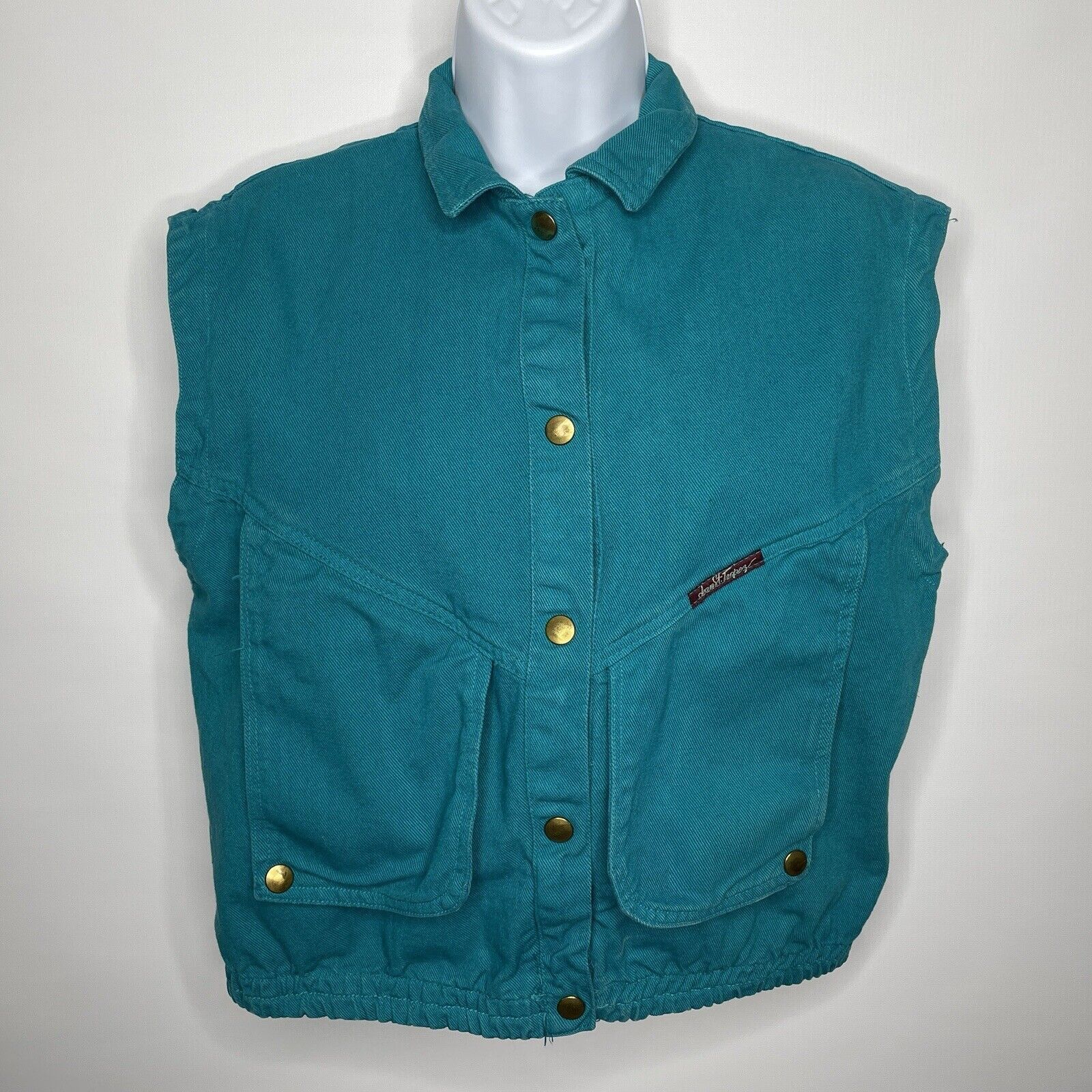 Vintage 80s Jean St Tropez Turquoise Blue Denim Cropped Vest | Grailed