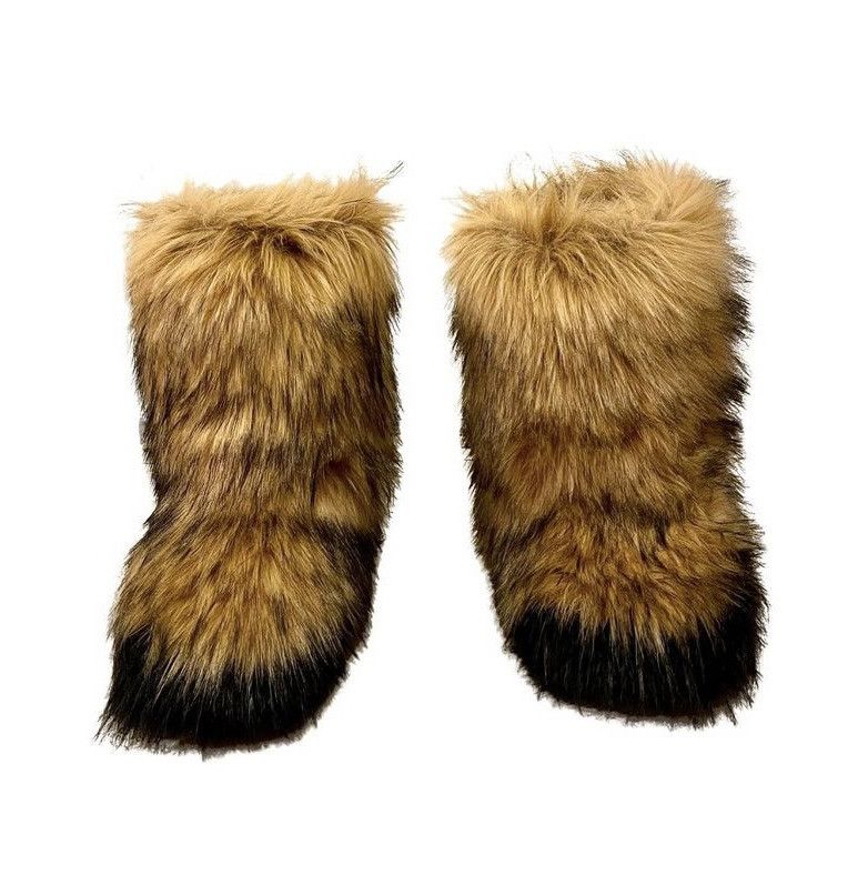Japanese Brand Brown Faux Fur Boots Y2K Playboi Carti Celine Streetwear ...
