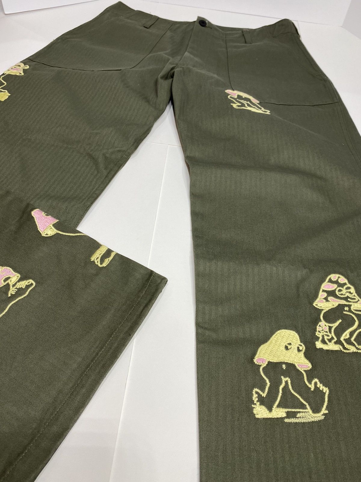 Brain Dead Braindead ‘Mushroom Embroidery’ Herringbone Military Pant Size US 36 / EU 52 - 2 Thumbnail