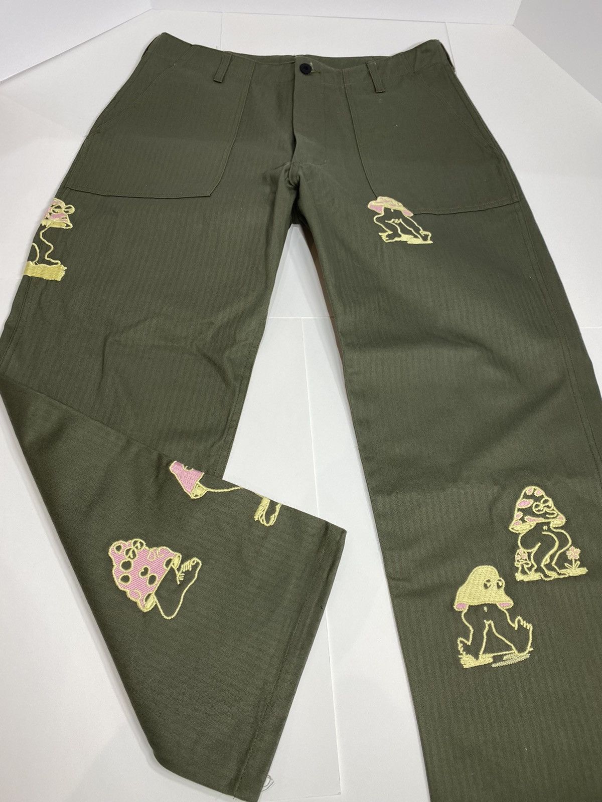 Brain Dead Braindead ‘Mushroom Embroidery’ Herringbone Military Pant Size US 36 / EU 52 - 1 Thumbnail