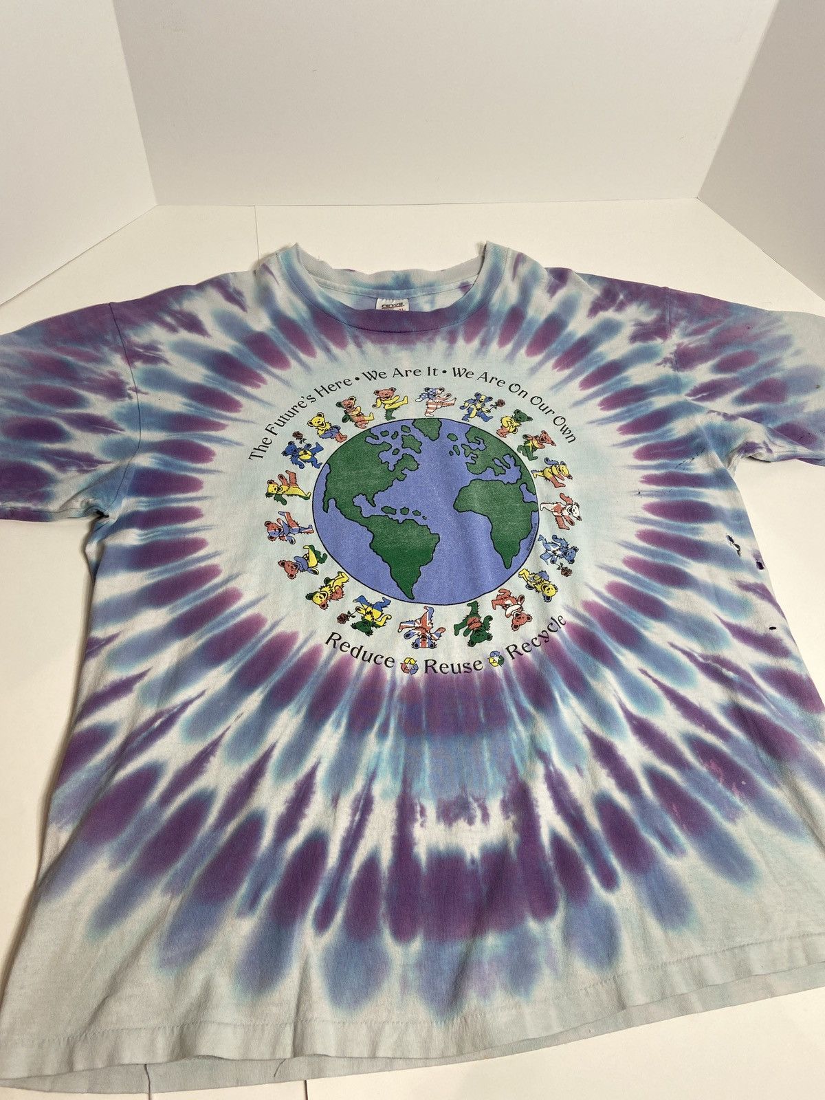 Anvil × Grateful Dead × Vintage 1992 Grateful Dead Earth Recycle Spiral T-Shirt Size US XL / EU 56 / 4 - 1 Thumbnail