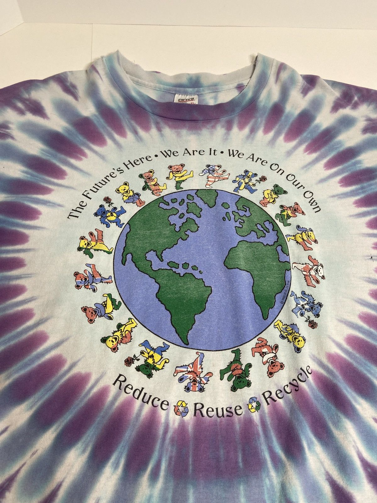 Anvil × Grateful Dead × Vintage 1992 Grateful Dead Earth Recycle Spiral T-Shirt Size US XL / EU 56 / 4 - 3 Thumbnail